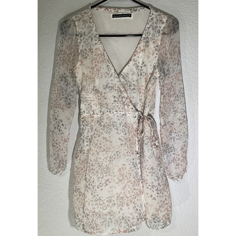 Abercrombie & Fitch Size XS Chiffon Wrap Dress Spring Casual Animal Print